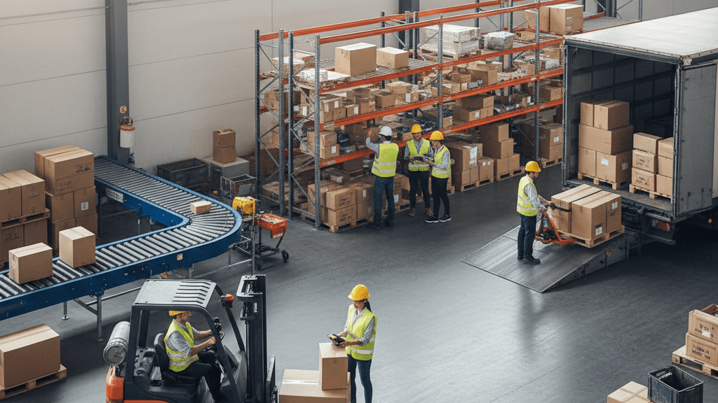 Funciones de almacén Operador logístico realizando picking, packing y gestión de inventario