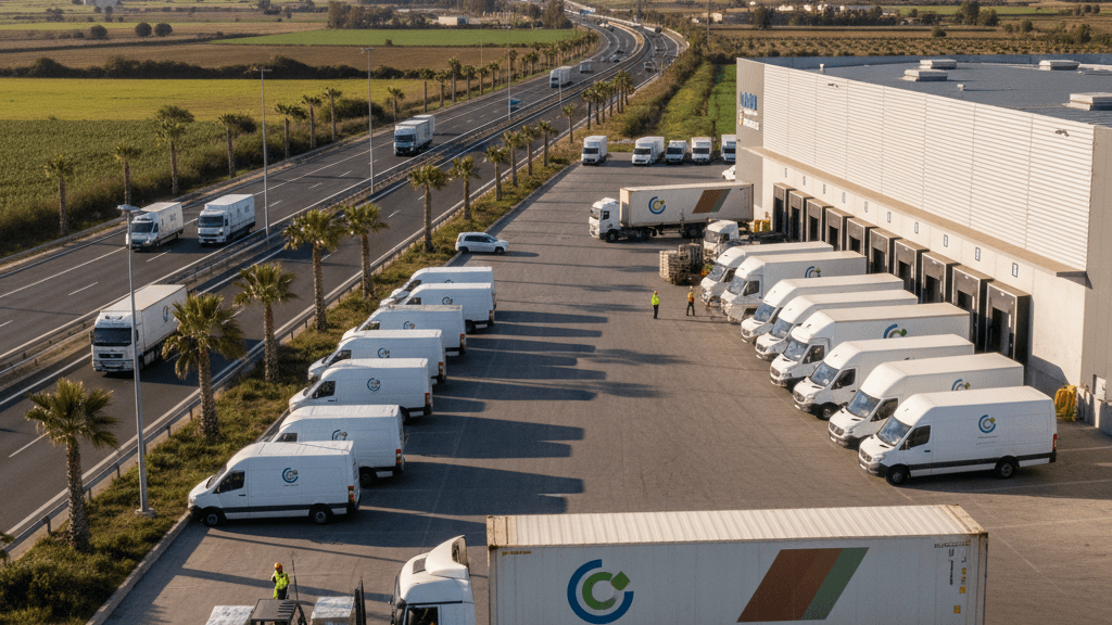Operador logístico coordinando envíos desde la fábrica hasta el cliente final en Murcia