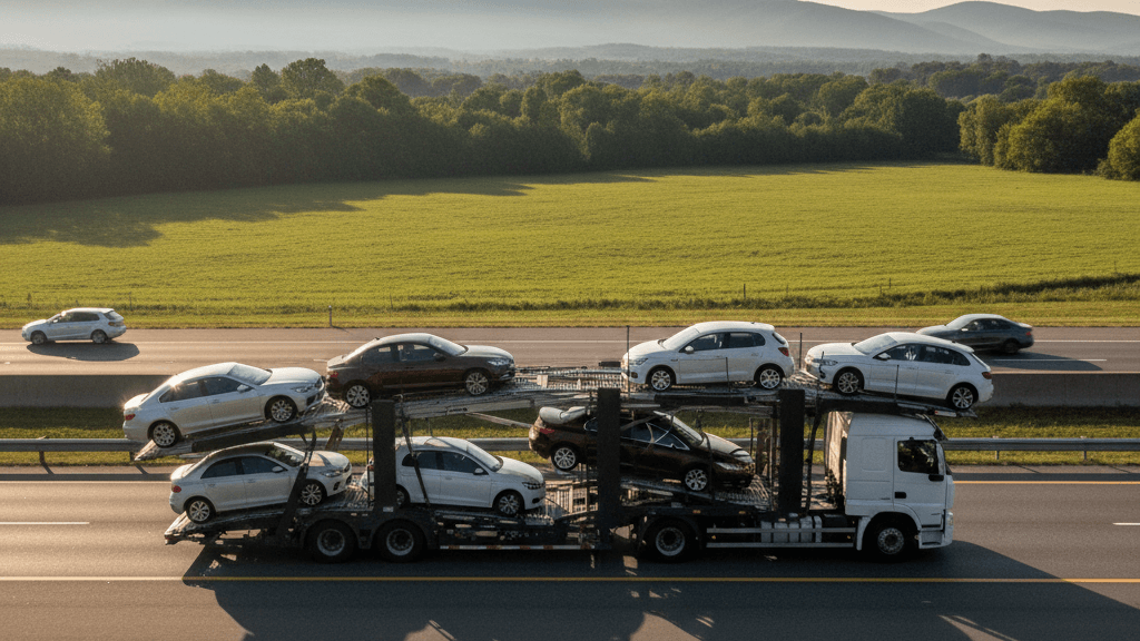 Inspección y carga del vehículo Proceso de inspección y carga del coche por un operador logístico